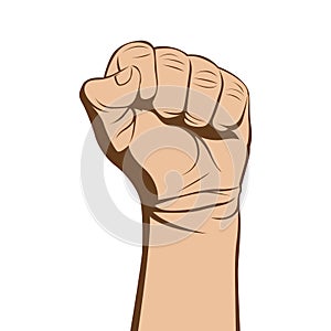 Modern skintone color fist hand vector illustration photo