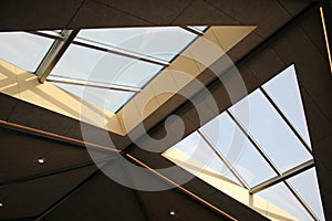 Modern skylight windows taken indoors during the day