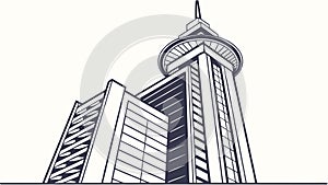 Modern Skyscraper Building Looking Up Architecture, vector design Generative AI