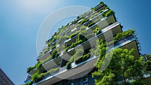 Modern Skyscraper Covered in Green Plants