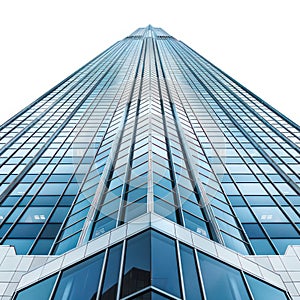 Modern skyscraper isolated on white created with Generative AI. Big office building.