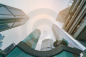 Modern skyscraper office buildings at business district in the city