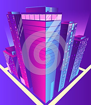 Modern skyscrapers buildings isometric vector