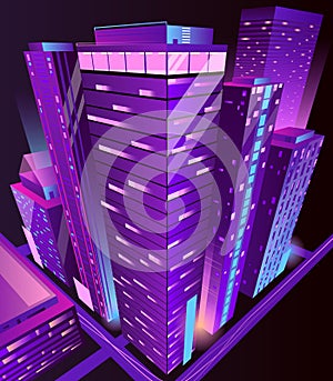 Modern skyscrapers buildings isometric vector