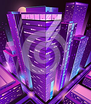 Modern skyscrapers buildings isometric vector