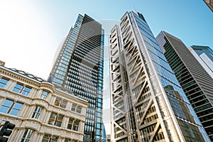 Modern skyscrapers in the city of London