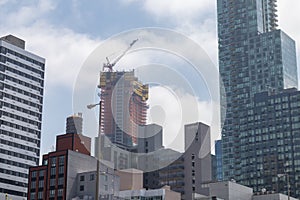 Modern Skyscrapers with Construction in the Long Island City Queens New York Skyline