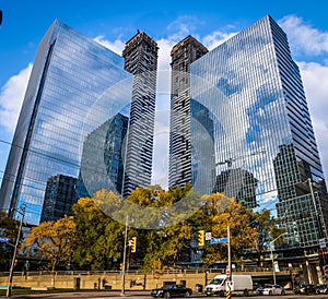 Modern skyscrapers in the Financial District of downtown Toronto - Ontario, Canada