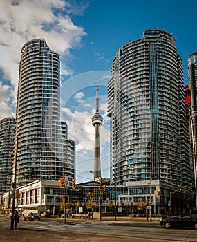 Modern skyscrapers in the Financial District of downtown Toronto - Ontario, Canada