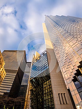 Modern skyscrapers in the Financial District of downtown Toronto - Ontario, Canada