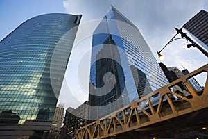 Modern skyscrapers low angle view Chicago Illinois