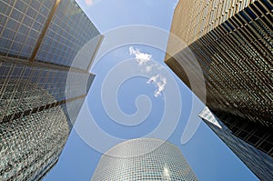 High-rise buildings. Bottom view.