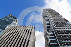 Modern skyscrapers at Rothschild Boulevard in Tel Aviv, Israel