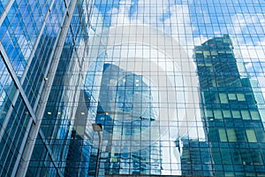 Modern skyscrapers of steel and glass
