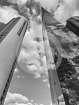 Modern skyscrapers urban architecture on cloudy sky in city of Sunny Isles, USA