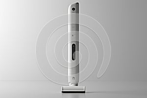 Modern sleek cordless handheld vacuum cleaner on display with a minimalistic design