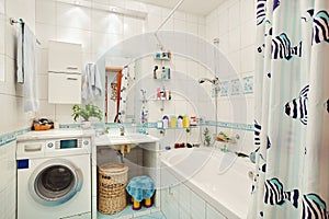 Modern small bathroom in blue