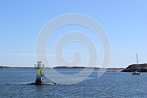 Modern small lighthouse in the archipelago of gothenburg, Sweden