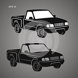 Modern small pickup truck vector illustration icon.