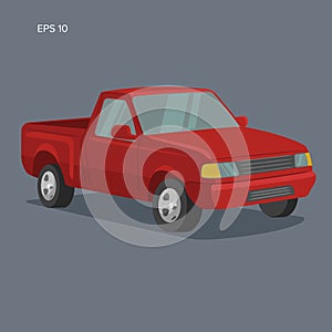 Modern small pickup truck vector illustration. Simple picture