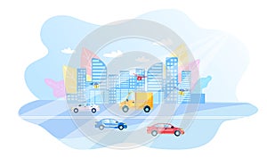 Modern Smart City Daily Routing Flat Illustration