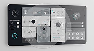 Modern Smart Home Automation System UI on Digital Tablet