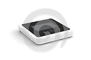 Modern smart home control panel displaying information on white background