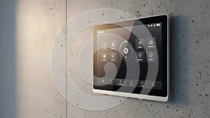 Smart Home Control Panel on Concrete Wall