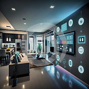 A modern smart home, filled with advanced-edge devices, sensors, and automation technology