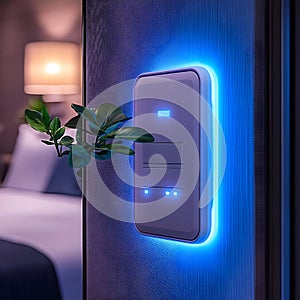 Modern Smart Light Switch with Blue Glowing Light Illustration