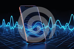 Modern smart mobile phone with waves