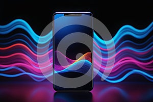 Modern smart mobile phone with waves