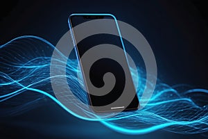 Modern smart mobile phone with waves