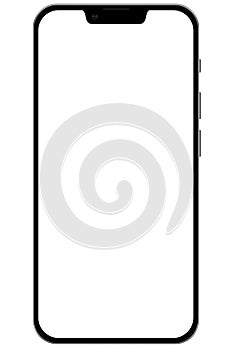 Modern smartphone of black color with the screen isolated on white illustration