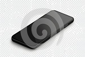 Modern smartphone with black screen and sleek design isolated on transparent background