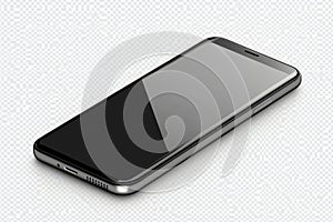 Modern smartphone with black screen and sleek design isolated on transparent background