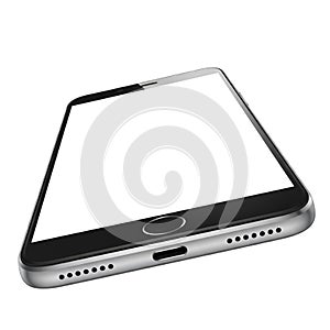 Modern Smartphone with Blank Screen on Black Background