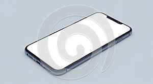 Modern Smartphone with Blank White Screen on Grey Background