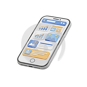 Modern smartphone displaying financial data app isolated on white background