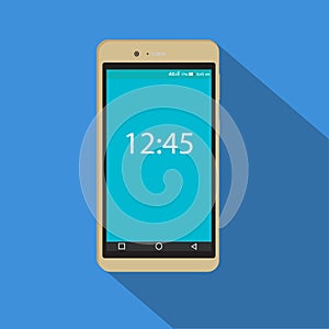 Modern smartphone icon. Vector illustration of the mobile device. Flat style design with long shadow.