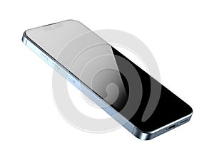 Modern smartphone with reflective screen and silver frame