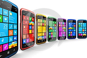 Modern smartphones with touchscreen interface