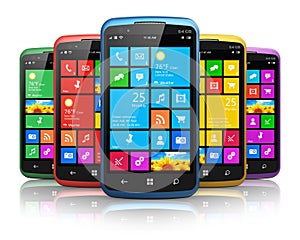 Modern smartphones with touchscreen interface