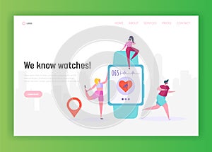 Modern Smartwatch is a Wearable Computer in the Form of a Wristwatch Landing Page. Watch Include Activity Fitness Tracker