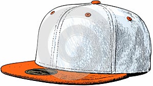 Modern Snapback Vector with Outline Isolated on White Background