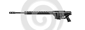 Modern sniper rifle without telescopic sight isolate on white background. Weapons for the army, police and special forces. Long