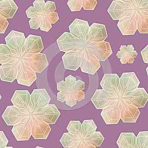 Modern snowflakes seamless digital pattern in muted colors