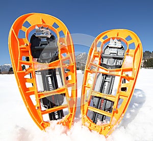 Modern snowshoes in the mountain