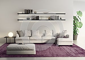 Modern sofa in a grey contemprary living room