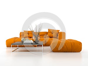 Modern sofa isolated on white background 3D rendering